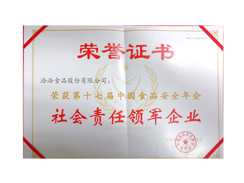 十七届中国食品安全年会社会责任领军企业